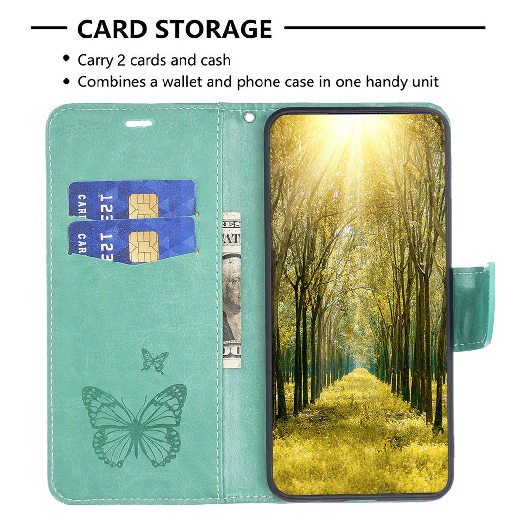 For Xiaomi Redmi Note 12S 4G Stand Wallet Phone Case Butterfly Imprinted Leather Flip Cover with Strap