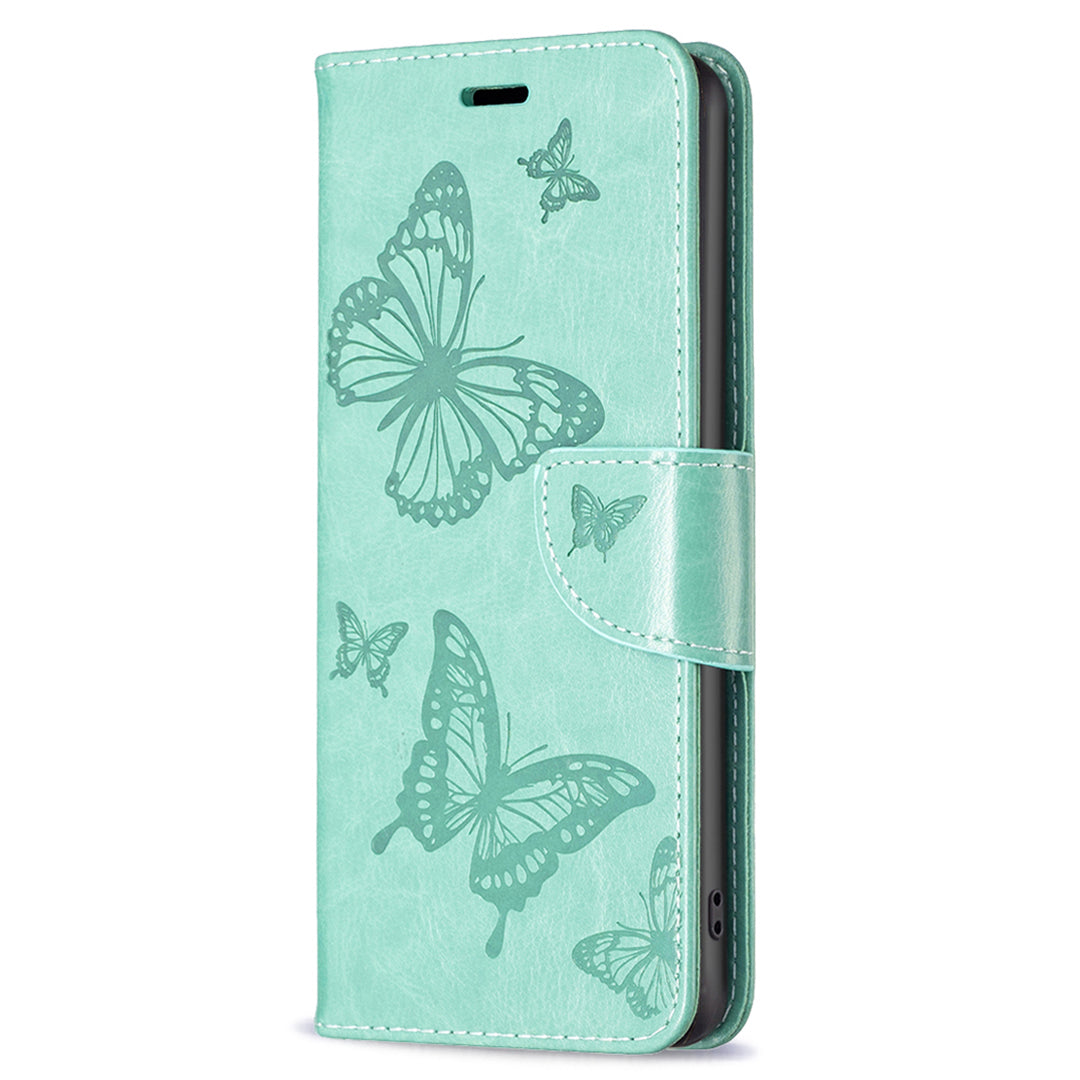 For Xiaomi Redmi Note 12S 4G Stand Wallet Phone Case Butterfly Imprinted Leather Flip Cover with Strap