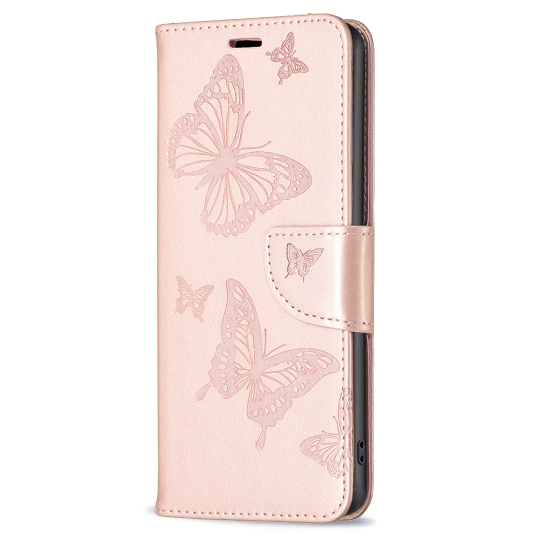 For Xiaomi Redmi Note 12S 4G Stand Wallet Phone Case Butterfly Imprinted Leather Flip Cover with Strap