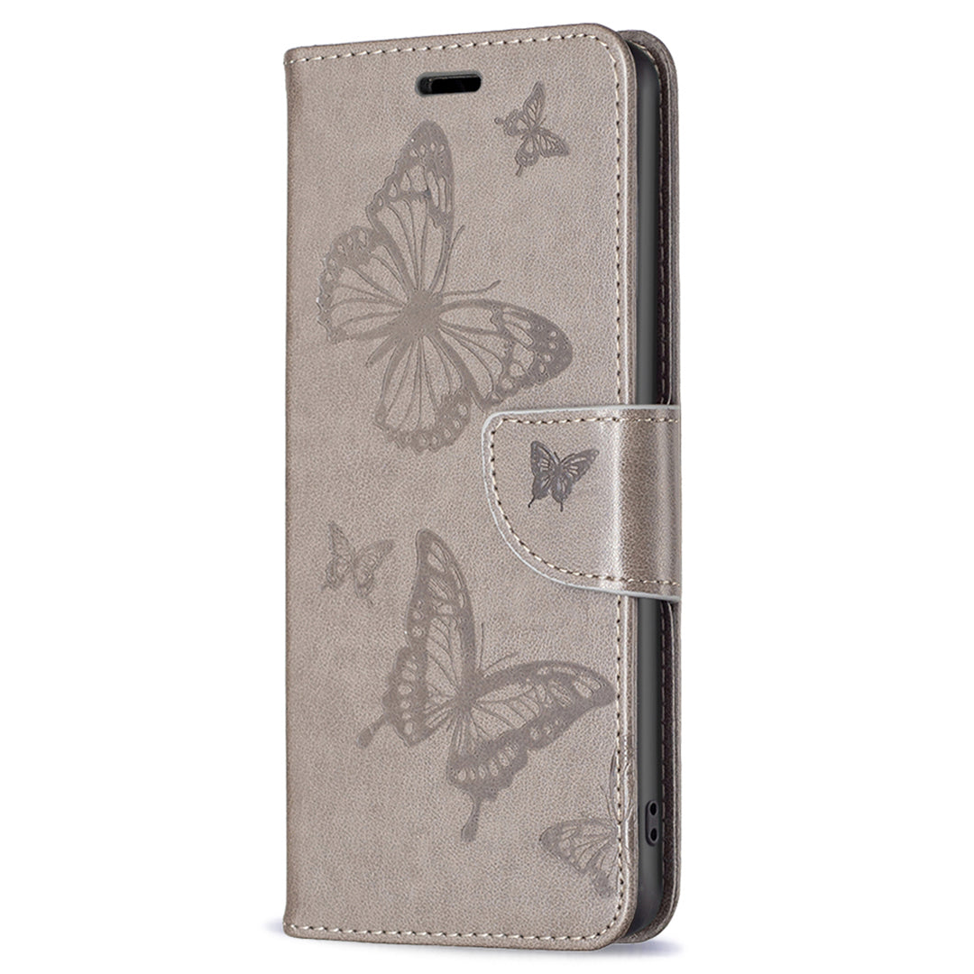 For Xiaomi Redmi Note 12S 4G Stand Wallet Phone Case Butterfly Imprinted Leather Flip Cover with Strap