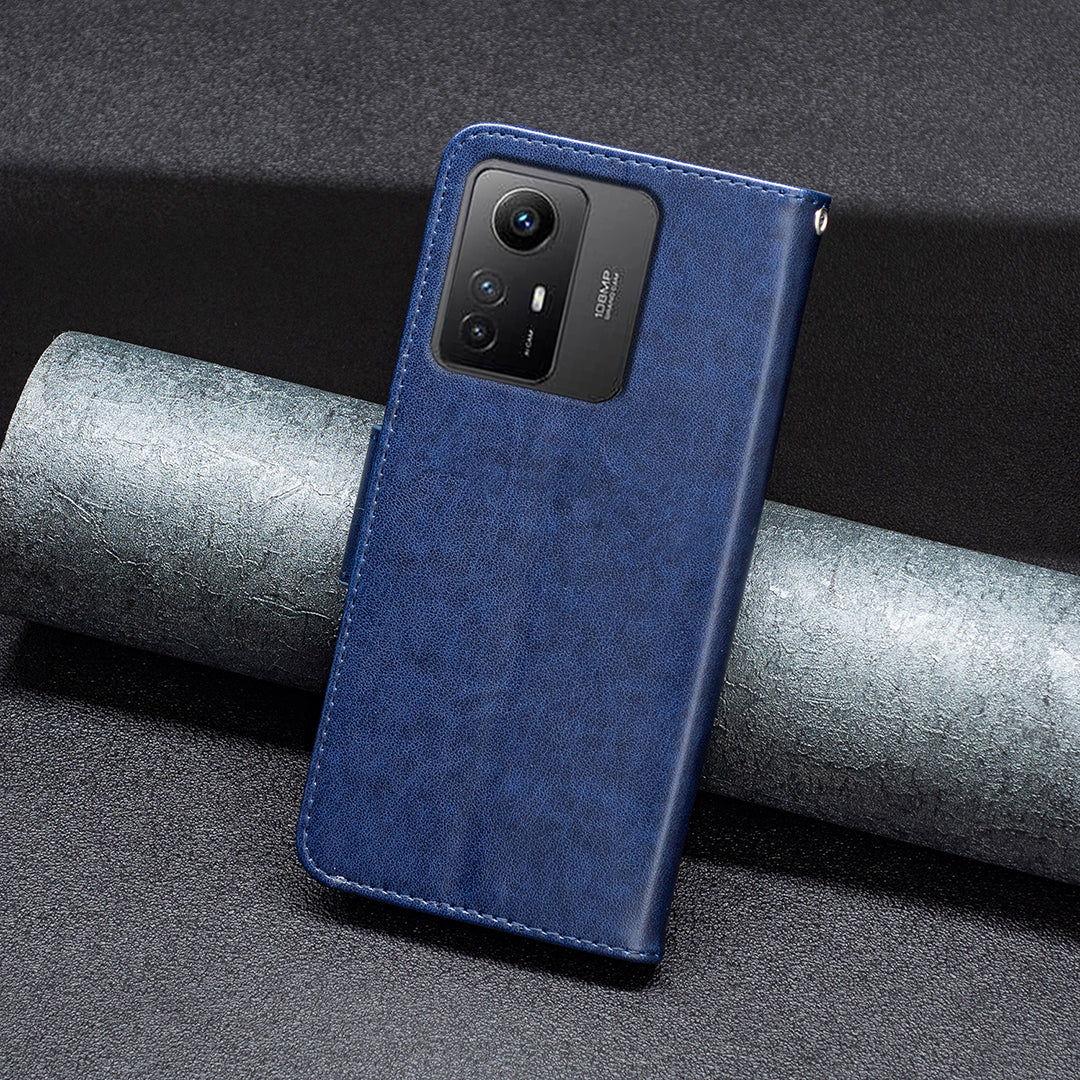 For Xiaomi Redmi Note 12S 4G Stand Wallet Phone Case Butterfly Imprinted Leather Flip Cover with Strap