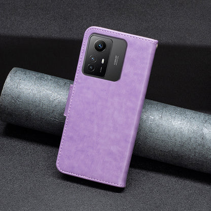 For Xiaomi Redmi Note 12S 4G Stand Wallet Phone Case Butterfly Imprinted Leather Flip Cover with Strap