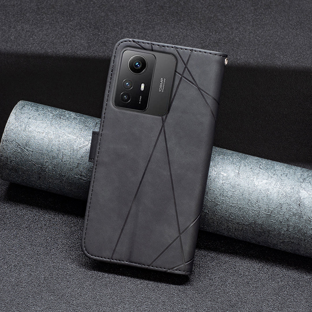 BINFEN COLOR BF05 For Xiaomi Redmi Note 12S 4G Dustproof PU Leather Phone Case Stand Imprinted Wallet Cover