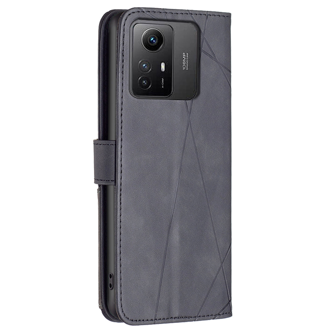 BINFEN COLOR BF05 For Xiaomi Redmi Note 12S 4G Dustproof PU Leather Phone Case Stand Imprinted Wallet Cover