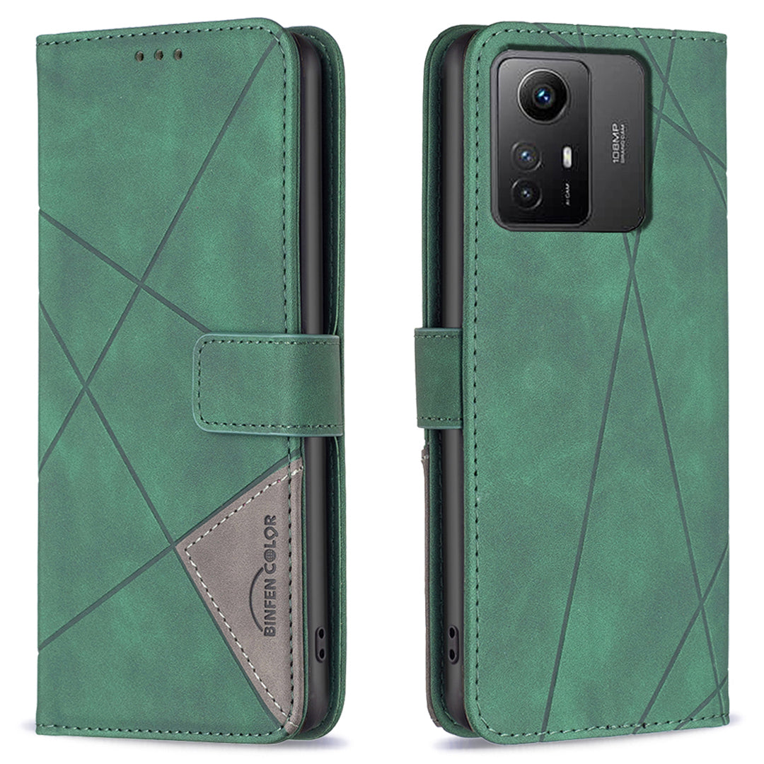 BINFEN COLOR BF05 For Xiaomi Redmi Note 12S 4G Dustproof PU Leather Phone Case Stand Imprinted Wallet Cover