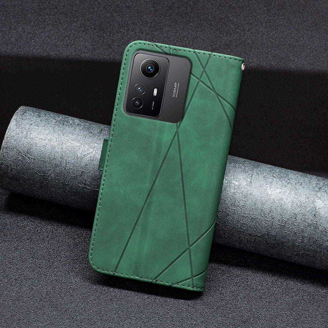 BINFEN COLOR BF05 For Xiaomi Redmi Note 12S 4G Dustproof PU Leather Phone Case Stand Imprinted Wallet Cover