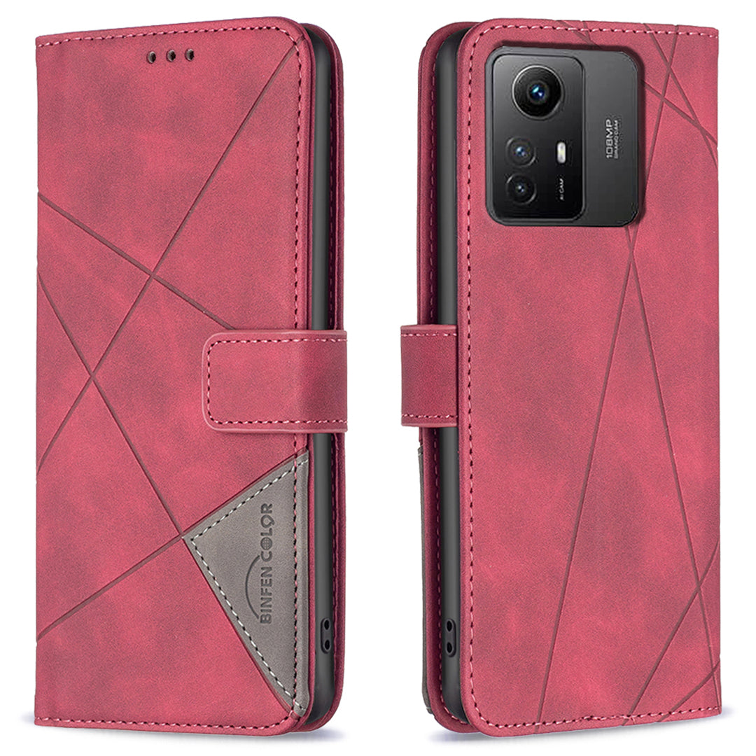 BINFEN COLOR BF05 For Xiaomi Redmi Note 12S 4G Dustproof PU Leather Phone Case Stand Imprinted Wallet Cover