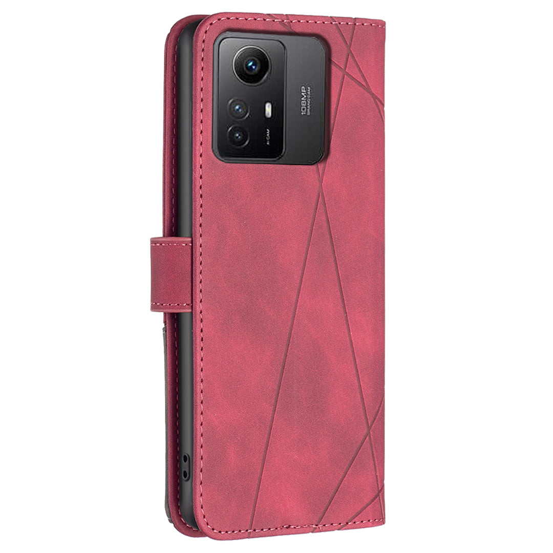 BINFEN COLOR BF05 For Xiaomi Redmi Note 12S 4G Dustproof PU Leather Phone Case Stand Imprinted Wallet Cover