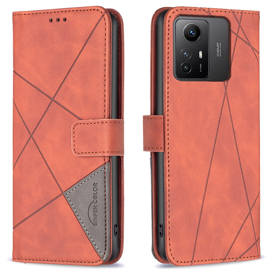 BINFEN COLOR BF05 For Xiaomi Redmi Note 12S 4G Dustproof PU Leather Phone Case Stand Imprinted Wallet Cover