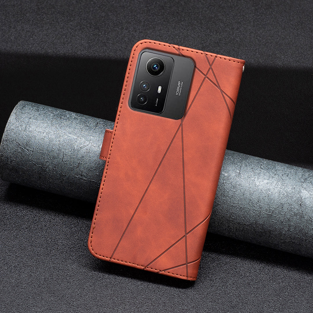 BINFEN COLOR BF05 For Xiaomi Redmi Note 12S 4G Dustproof PU Leather Phone Case Stand Imprinted Wallet Cover