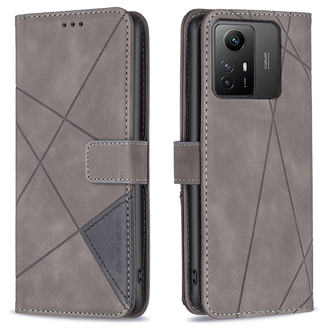 BINFEN COLOR BF05 For Xiaomi Redmi Note 12S 4G Dustproof PU Leather Phone Case Stand Imprinted Wallet Cover