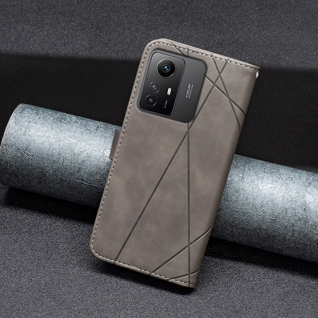 BINFEN COLOR BF05 For Xiaomi Redmi Note 12S 4G Dustproof PU Leather Phone Case Stand Imprinted Wallet Cover