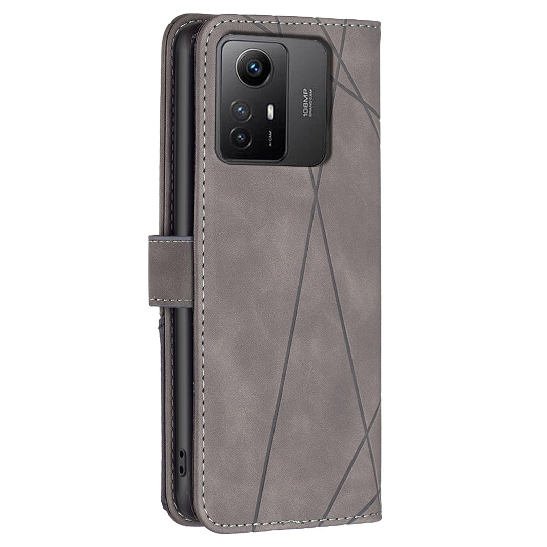 BINFEN COLOR BF05 For Xiaomi Redmi Note 12S 4G Dustproof PU Leather Phone Case Stand Imprinted Wallet Cover