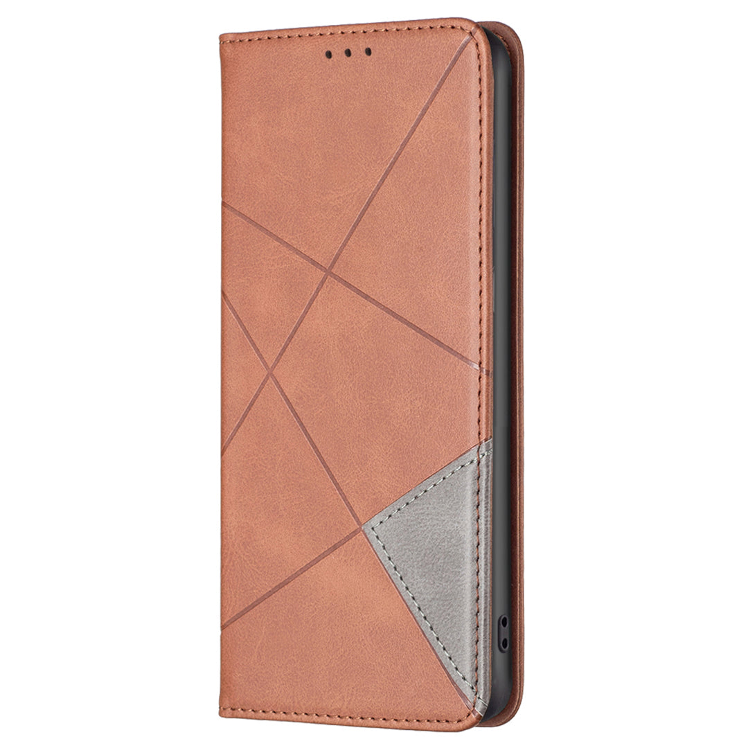 For Xiaomi Redmi Note 12S 4G Splicing Style Phone Case Imprinted Line Stand Card Holder Leather Cover