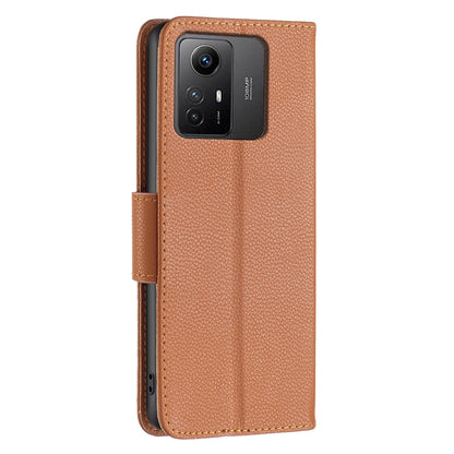 Flip Stand Phone Cover for Xiaomi Redmi Note 12S 4G , Wallet PU Leather Litchi Texture Phone Case with Strap
