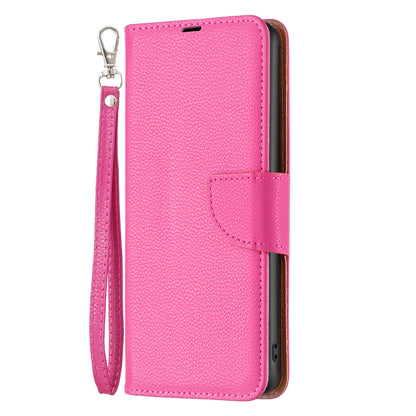 Flip Stand Phone Cover for Xiaomi Redmi Note 12S 4G , Wallet PU Leather Litchi Texture Phone Case with Strap