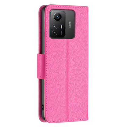 Flip Stand Phone Cover for Xiaomi Redmi Note 12S 4G , Wallet PU Leather Litchi Texture Phone Case with Strap