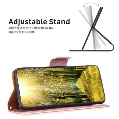 Flip Stand Phone Cover for Xiaomi Redmi Note 12S 4G , Wallet PU Leather Litchi Texture Phone Case with Strap