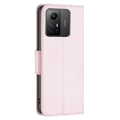 Flip Stand Phone Cover for Xiaomi Redmi Note 12S 4G , Wallet PU Leather Litchi Texture Phone Case with Strap