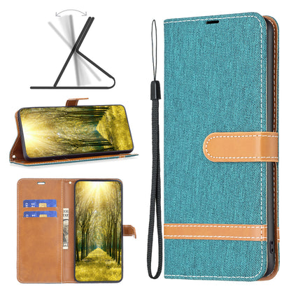 For Xiaomi Redmi Note 12S 4G Stand Case Jeans Cloth Splicing Wallet PU Leather + TPU Phone Cover