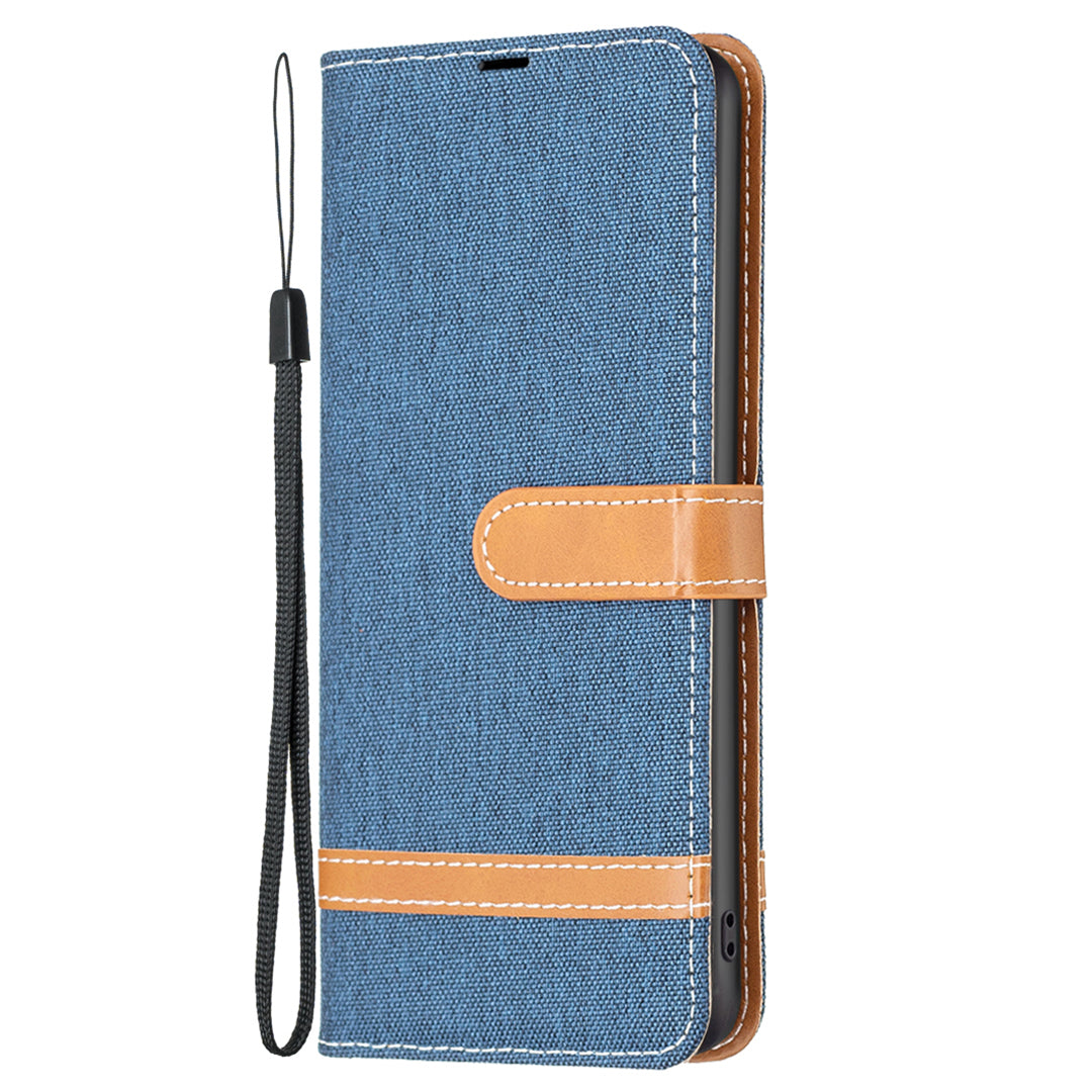 For Xiaomi Redmi Note 12S 4G Stand Case Jeans Cloth Splicing Wallet PU Leather + TPU Phone Cover