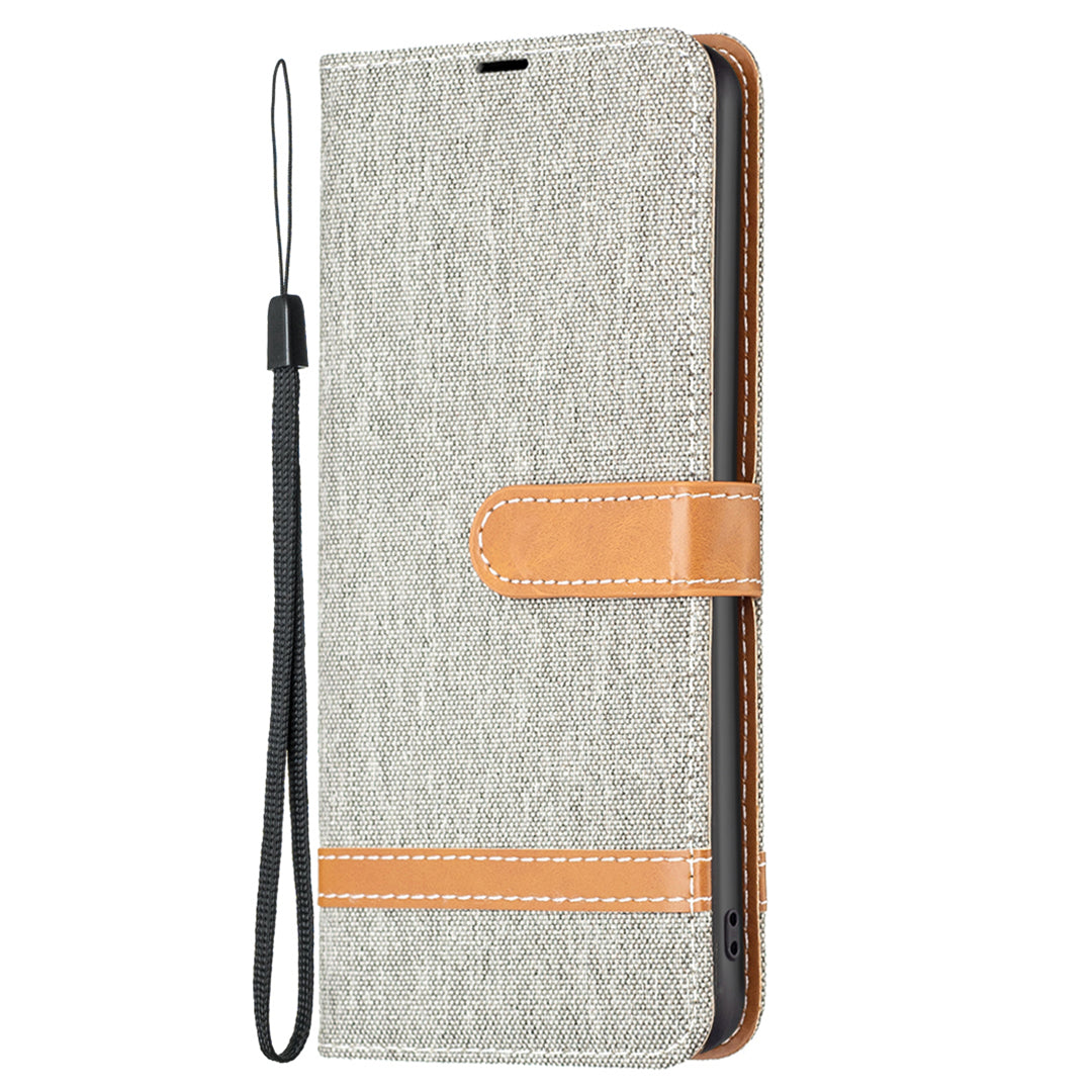 For Xiaomi Redmi Note 12S 4G Stand Case Jeans Cloth Splicing Wallet PU Leather + TPU Phone Cover