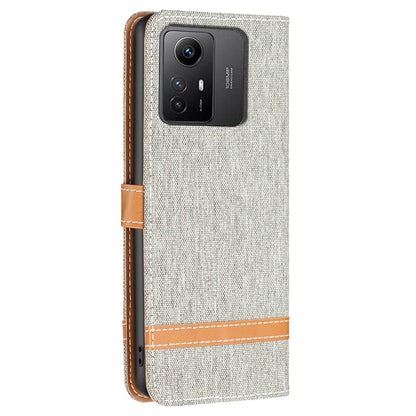 For Xiaomi Redmi Note 12S 4G Stand Case Jeans Cloth Splicing Wallet PU Leather + TPU Phone Cover