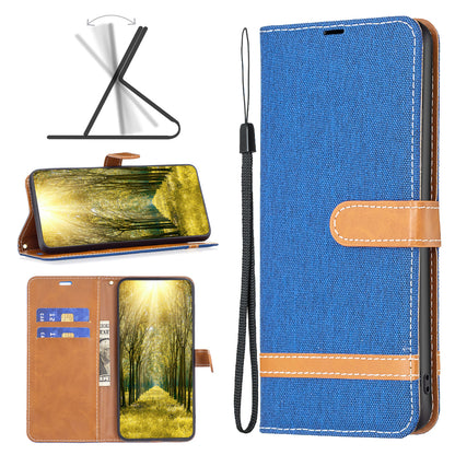 For Xiaomi Redmi Note 12S 4G Stand Case Jeans Cloth Splicing Wallet PU Leather + TPU Phone Cover