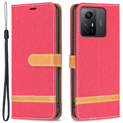 For Xiaomi Redmi Note 12S 4G Stand Case Jeans Cloth Splicing Wallet PU Leather + TPU Phone Cover