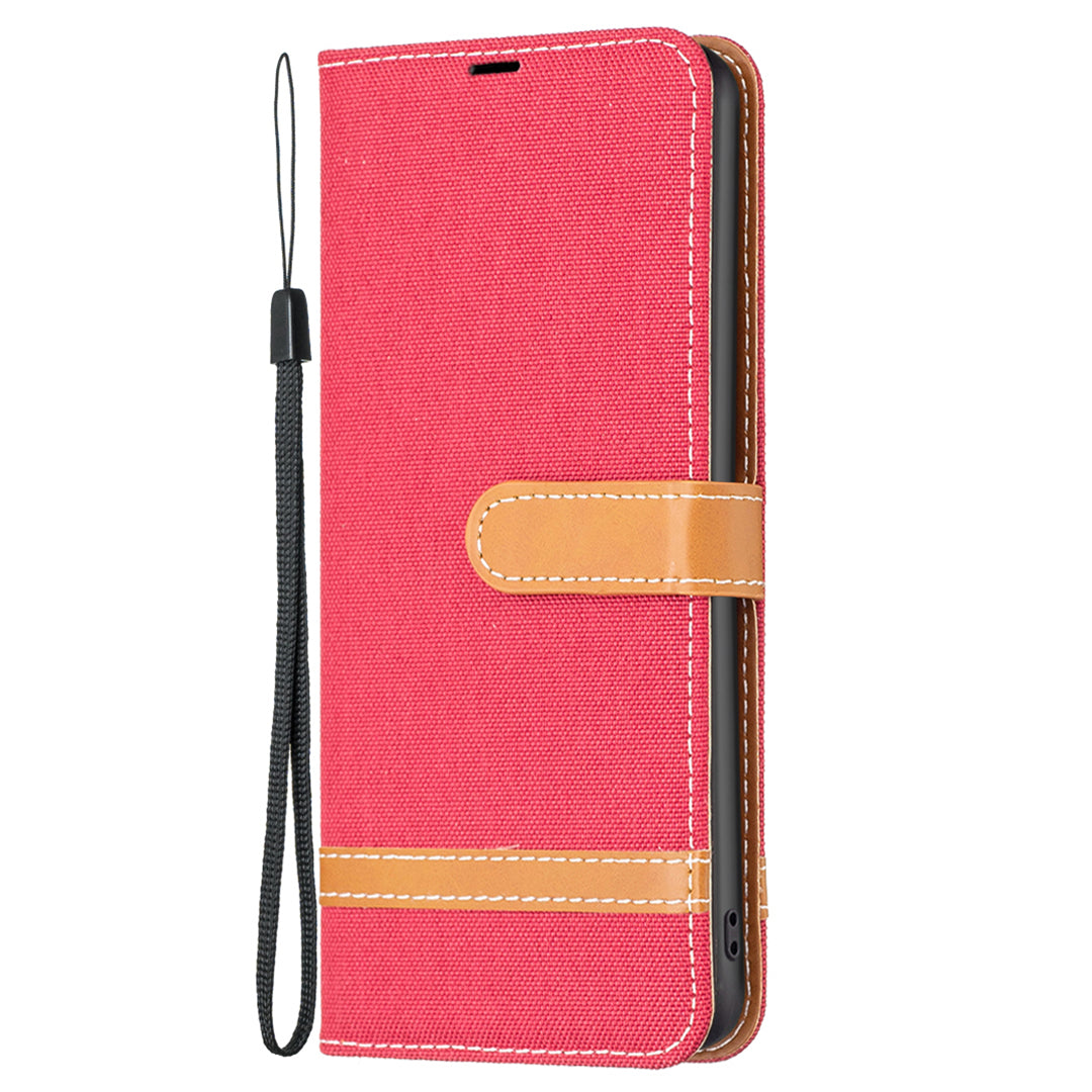 For Xiaomi Redmi Note 12S 4G Stand Case Jeans Cloth Splicing Wallet PU Leather + TPU Phone Cover
