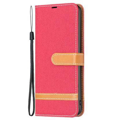 For Xiaomi Redmi Note 12S 4G Stand Case Jeans Cloth Splicing Wallet PU Leather + TPU Phone Cover