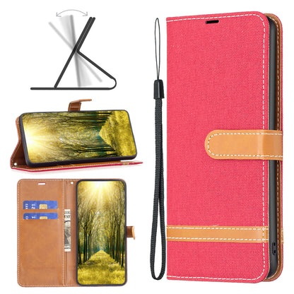 For Xiaomi Redmi Note 12S 4G Stand Case Jeans Cloth Splicing Wallet PU Leather + TPU Phone Cover