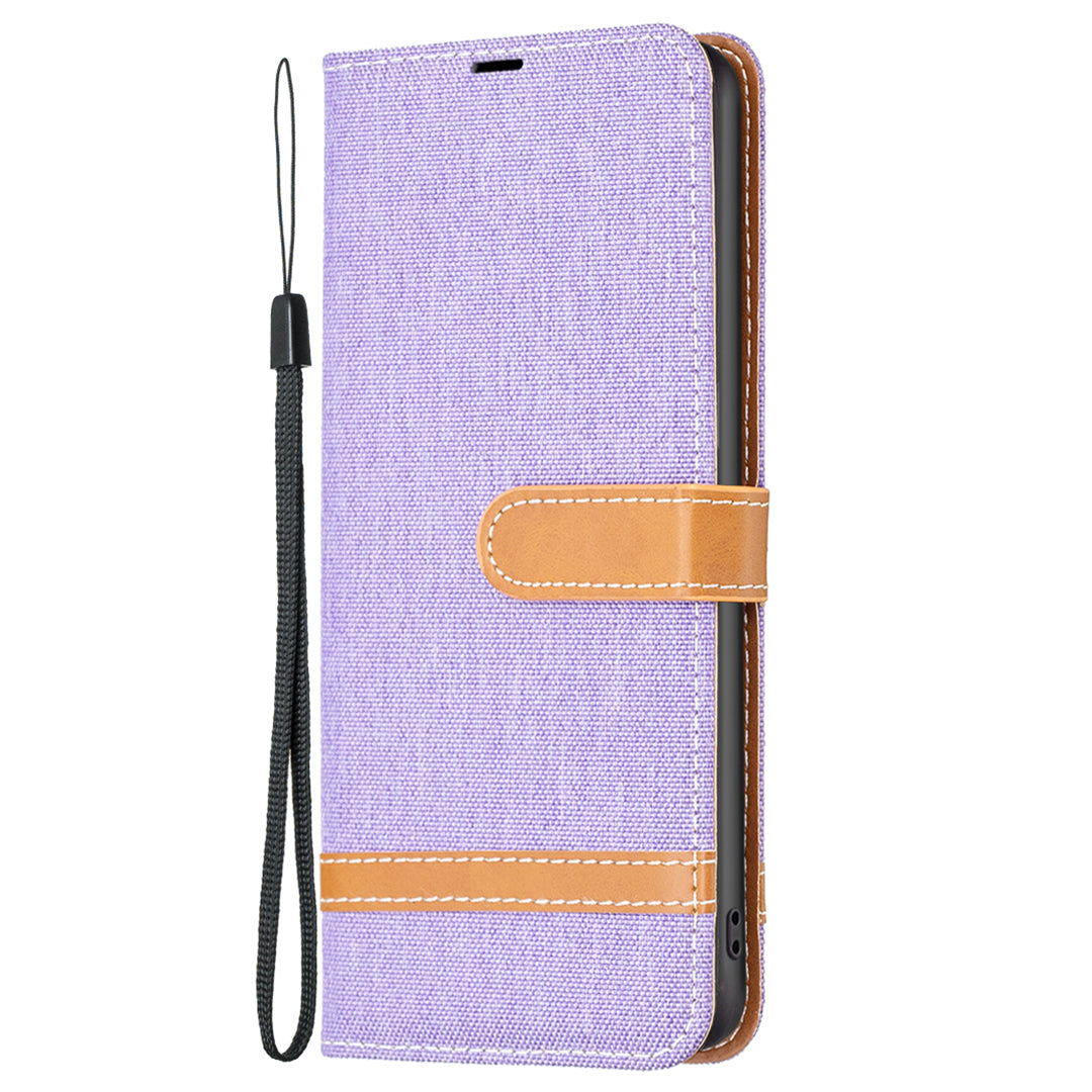 For Xiaomi Redmi Note 12S 4G Stand Case Jeans Cloth Splicing Wallet PU Leather + TPU Phone Cover