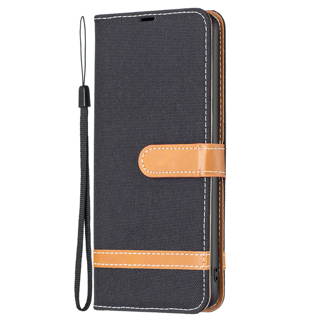 For Xiaomi Redmi Note 12S 4G Stand Case Jeans Cloth Splicing Wallet PU Leather + TPU Phone Cover