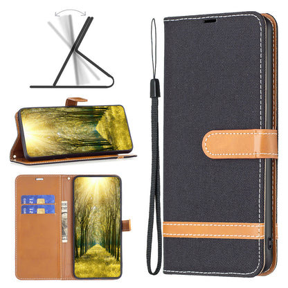 For Xiaomi Redmi Note 12S 4G Stand Case Jeans Cloth Splicing Wallet PU Leather + TPU Phone Cover