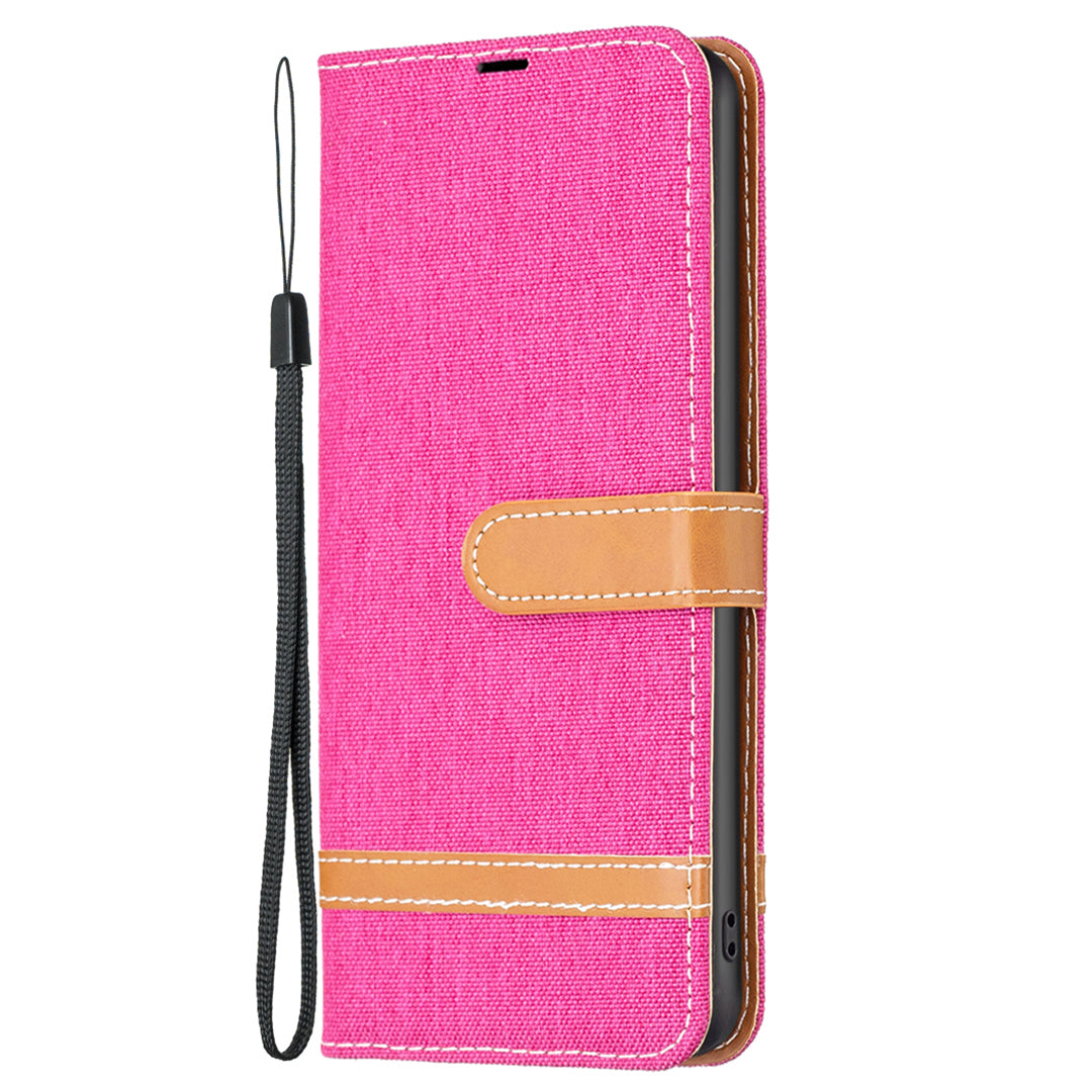 For Xiaomi Redmi Note 12S 4G Stand Case Jeans Cloth Splicing Wallet PU Leather + TPU Phone Cover