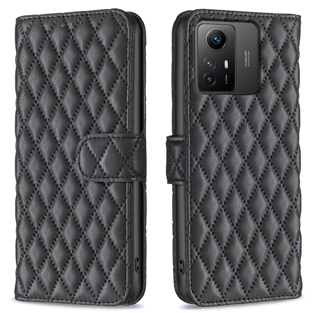 BINFEN COLOR BF Style-14 for Xiaomi Redmi Note 12S 4G Imprinted Mobile Phone Cover Wallet Leather Stand Case