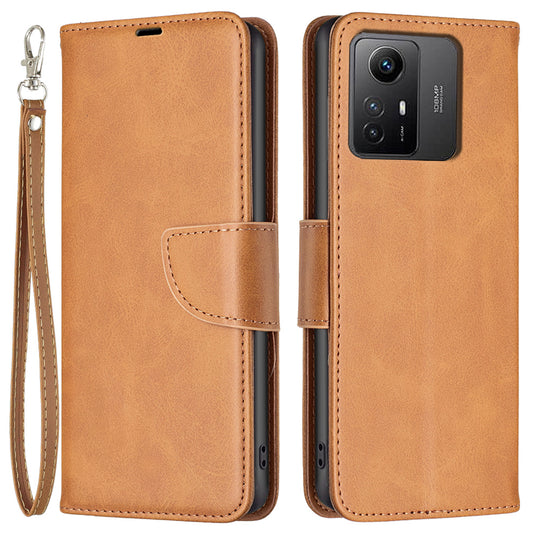 Wallet Phone Case for Xiaomi Redmi Note 12S 4G , Textured Stand Shell Solid Color PU Leather Cover