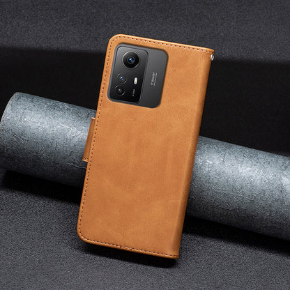 Wallet Phone Case for Xiaomi Redmi Note 12S 4G , Textured Stand Shell Solid Color PU Leather Cover