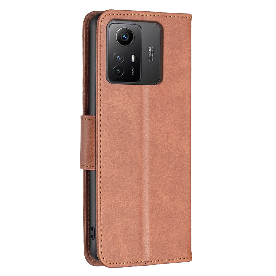 Wallet Phone Case for Xiaomi Redmi Note 12S 4G , Textured Stand Shell Solid Color PU Leather Cover