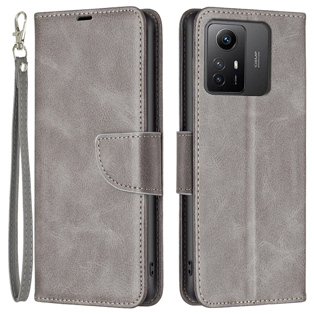 Wallet Phone Case for Xiaomi Redmi Note 12S 4G , Textured Stand Shell Solid Color PU Leather Cover