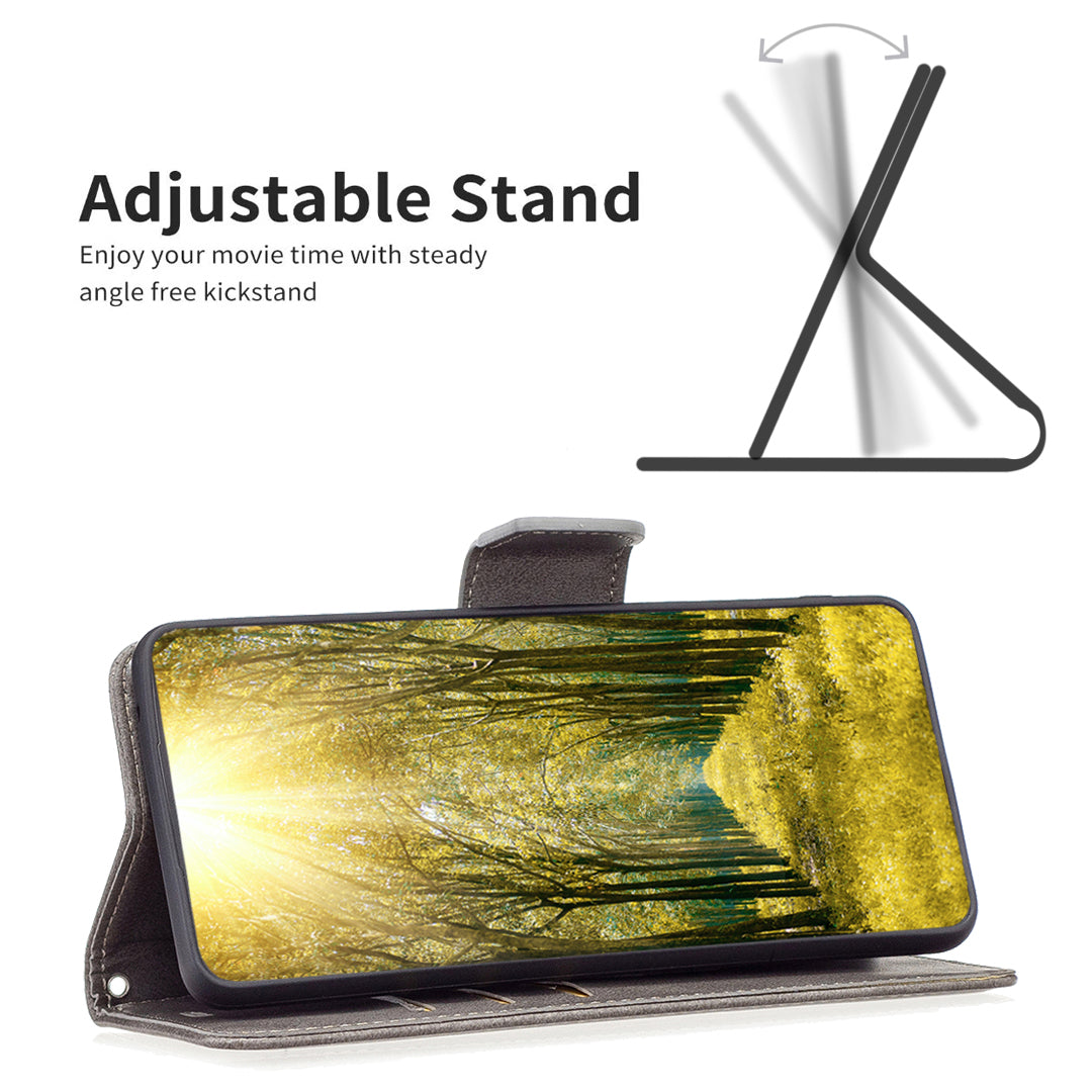 Wallet Phone Case for Xiaomi Redmi Note 12S 4G , Textured Stand Shell Solid Color PU Leather Cover