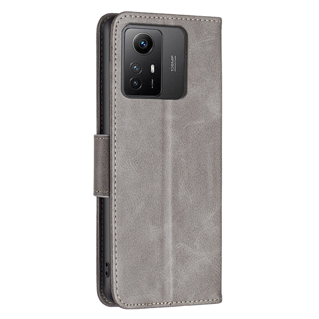 Wallet Phone Case for Xiaomi Redmi Note 12S 4G , Textured Stand Shell Solid Color PU Leather Cover