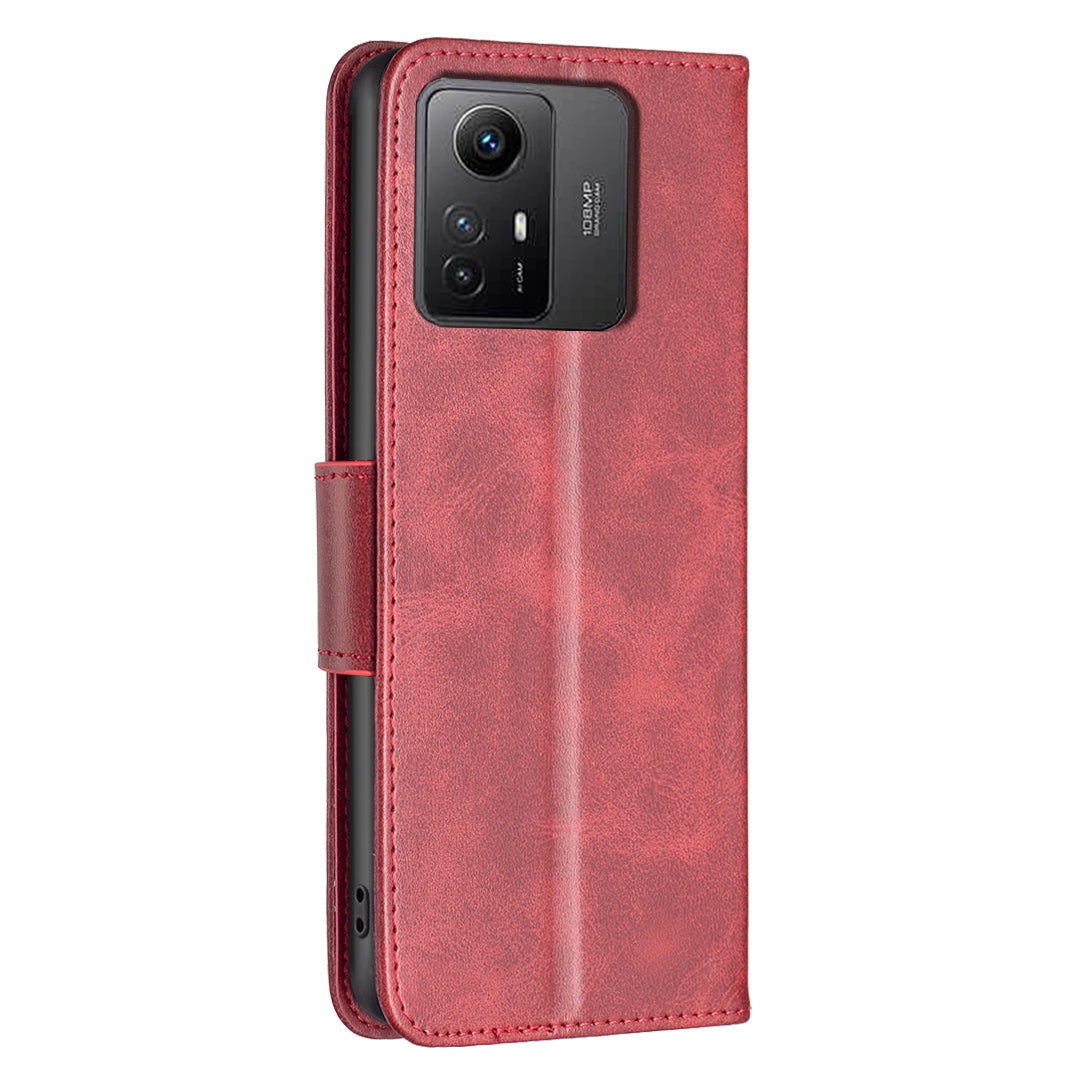 Wallet Phone Case for Xiaomi Redmi Note 12S 4G , Textured Stand Shell Solid Color PU Leather Cover