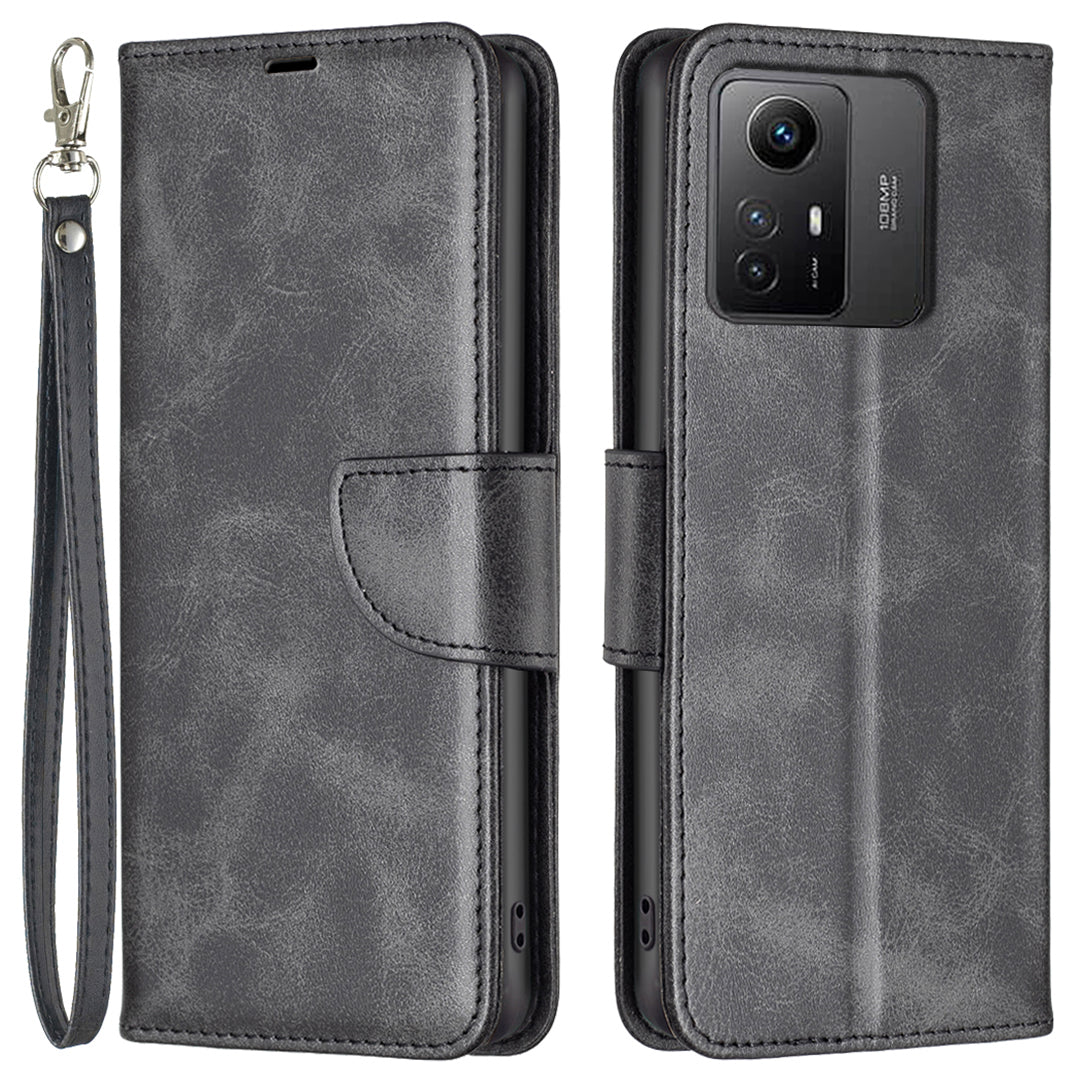 Wallet Phone Case for Xiaomi Redmi Note 12S 4G , Textured Stand Shell Solid Color PU Leather Cover