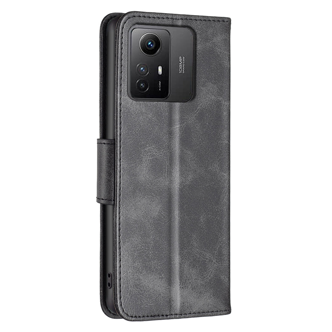 Wallet Phone Case for Xiaomi Redmi Note 12S 4G , Textured Stand Shell Solid Color PU Leather Cover