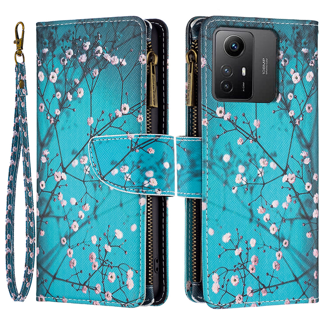 BF03 Zipper Pocket Wallet Case for Xiaomi Redmi Note 12S 4G PU Leather Stand Pattern Printing Phone Cover