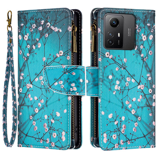 BF03 Zipper Pocket Wallet Case for Xiaomi Redmi Note 12S 4G PU Leather Stand Pattern Printing Phone Cover