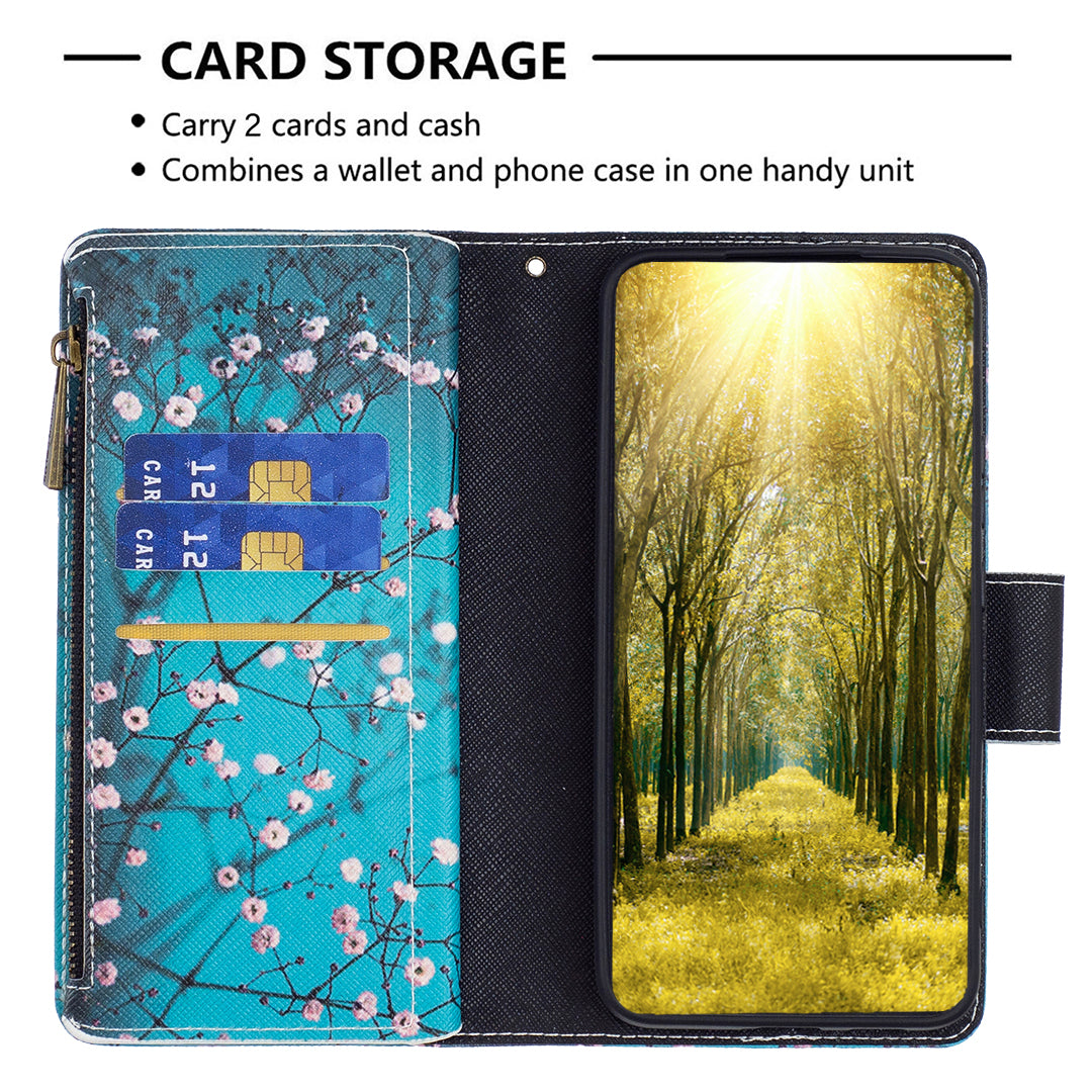 BF03 Zipper Pocket Wallet Case for Xiaomi Redmi Note 12S 4G PU Leather Stand Pattern Printing Phone Cover