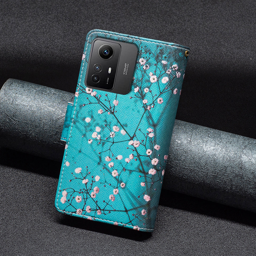 BF03 Zipper Pocket Wallet Case for Xiaomi Redmi Note 12S 4G PU Leather Stand Pattern Printing Phone Cover